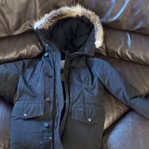 Burberry Black Kids Puffer Jacket with Fur Trim